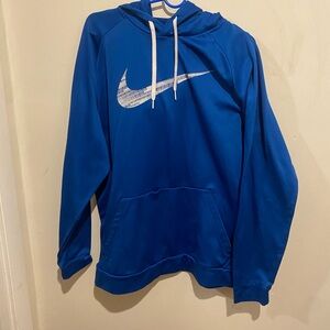 Nike Men's Fit 2XL Tall Swoosh Royal Blue Hoodie w/ Logo hole in the pocket.
